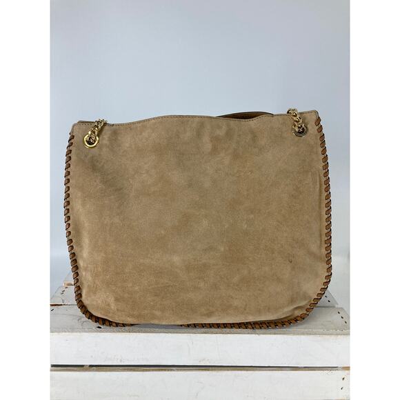 MICHAEL KORS, LARGE TAN SUEDE SHOULDER BAG WITH TASSEL - Picture 5 of 16